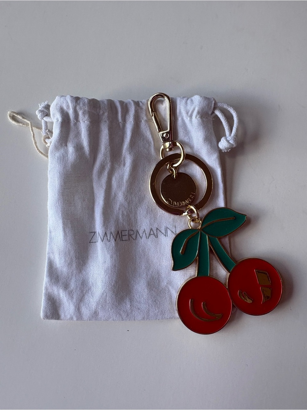 Zimmermann Enamel Cherry Keychain Bag Charm with Original Dust Bag